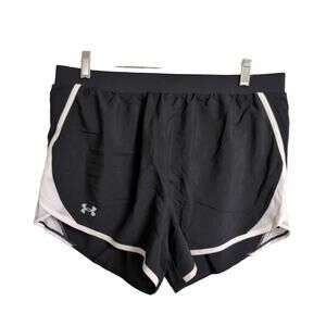 NWT Under Armour UA Fly By 2.0 Shorts Black White HeatGear Lightweight Running L